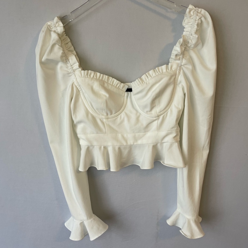 Majorelle Corie Top White Underwire Puff Sleeves Peplum XXS - Picture 4 of 15